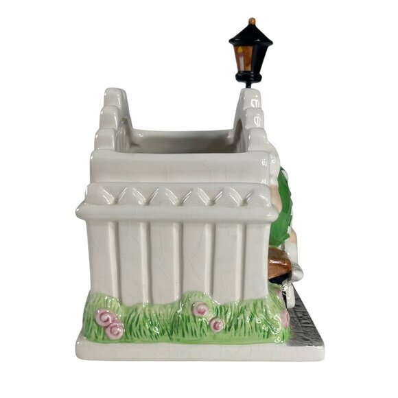 M&Ms Ceramic Figurine Planter Featuring Candy Holder Bench Fence Lamp Post - Picture 4 of 10
